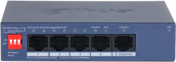 Коммутатор Dahua DH-CS4005-4ET1GT-36 (L2) 4x100Мбит/с 1x1Гбит/с 4PoE неуправляемый