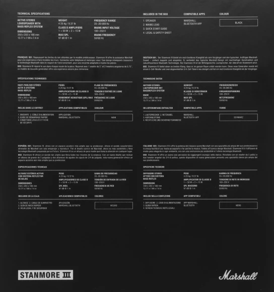 Колонка порт. Marshall Stanmore III черный/золотистый 80W 2.1 BT/3.5Jack 10м