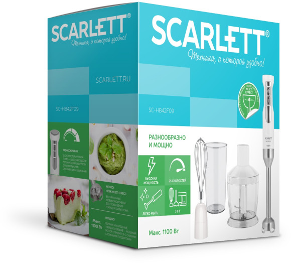 Блендер погружной Scarlett SC-HB42F09 1100Вт белый Блендер погружной Scarlett SC-HB42F09 1100Вт белый