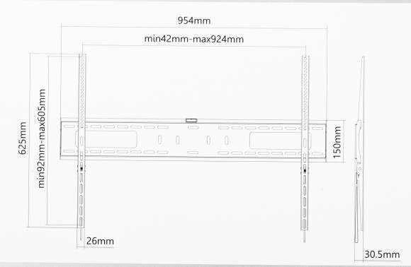 Кронштейн для телевизора Ultramounts UM815F черный 60"-100" макс.75кг настенный фиксированный