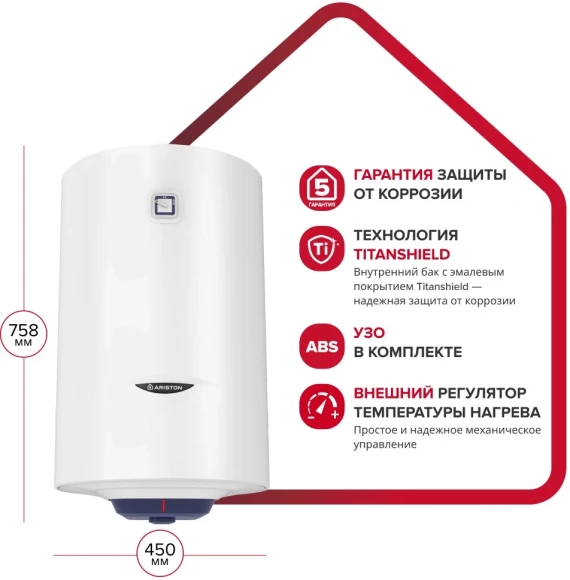 Водонагреватель Ariston BLU1 R ABS 80 V 1.5кВт 80л электрический настенный/белый