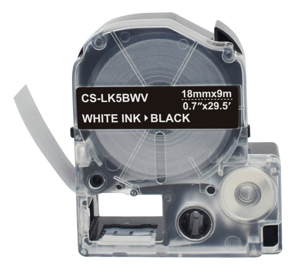 Картридж ленточный Cactus CS-LK5BWV LK-5BWV белый на черном 18x9 для Epson LW400/LW700/LW600P/LW1000P/K400/Z700/Z900