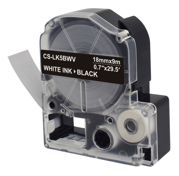 Картридж ленточный Cactus CS-LK5BWV LK-5BWV белый на черном 18x9 для Epson LW400/LW700/LW600P/LW1000P/K400/Z700/Z900