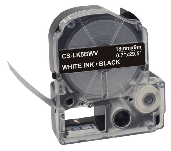 Картридж ленточный Cactus CS-LK5BWV LK-5BWV белый на черном 18x9 для Epson LW400/LW700/LW600P/LW1000P/K400/Z700/Z900