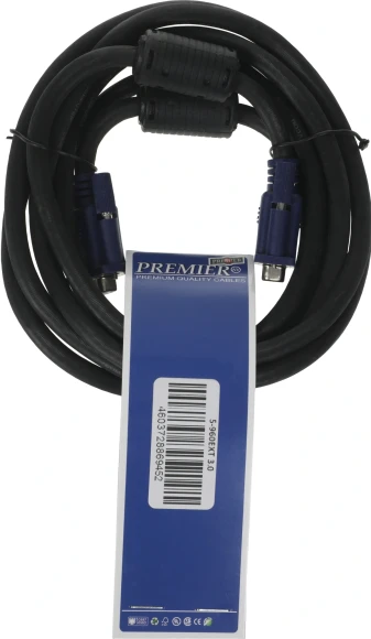 Кабель-удлинитель видео Premier 5-960EXT VGA (m)/VGA (f) 3м. феррит.кольца черный (5-960EXT 3.0)