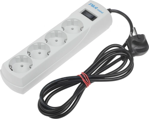Сетевой фильтр Pilot mini 1.8м (4 розетки) белый (коробка)