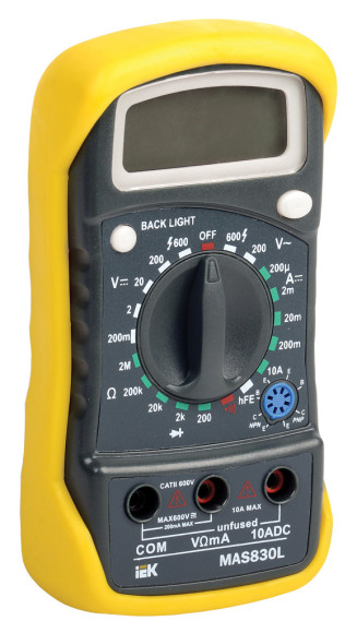 Мультиметр IEK Master MAS830L цифровой желтый/черный (TMD-3L-830)