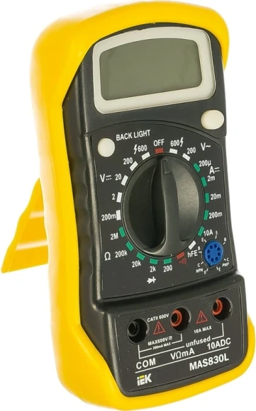 Мультиметр IEK Master MAS830L цифровой желтый/черный (TMD-3L-830) Мультиметр IEK Master MAS830L цифровой желтый/черный (TMD-3L-830)