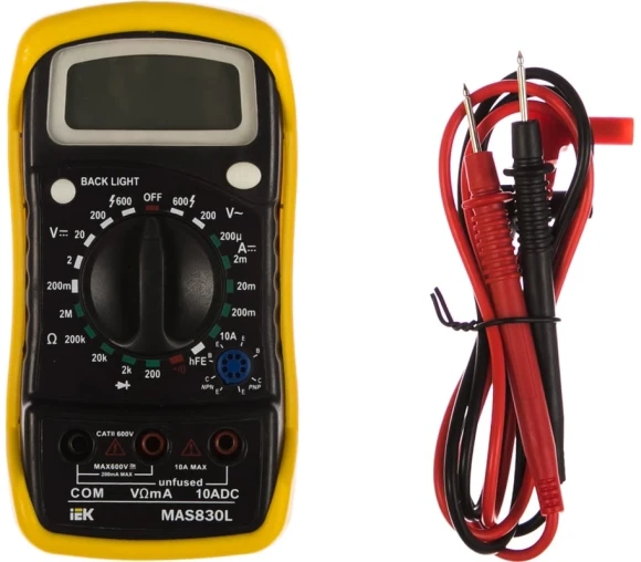 Мультиметр IEK Master MAS830L цифровой желтый/черный (TMD-3L-830) Мультиметр IEK Master MAS830L цифровой желтый/черный (TMD-3L-830)