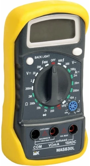 Мультиметр IEK Master MAS830L цифровой желтый/черный (TMD-3L-830) Мультиметр IEK Master MAS830L цифровой желтый/черный (TMD-3L-830)