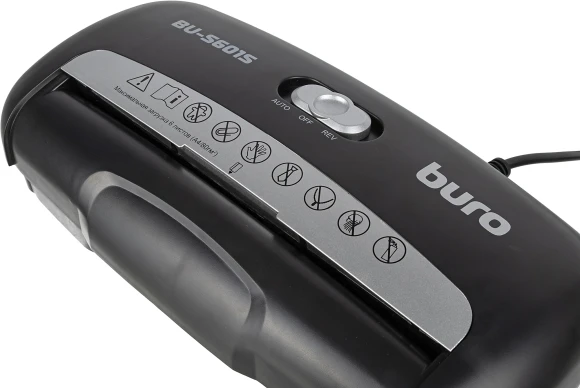 Шредер Buro Home BU-S601S (секр.Р-1) ленты 6лист. 10лтр. пл.карты