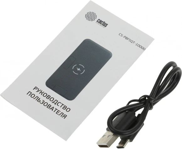 Мобильный аккумулятор Cactus CS-PBFSQT-10000 10000mAh QC/PD 18W 3A USB-A/USB-C беспров.зар. черный Мобильный аккумулятор Cactus CS-PBFSQT-10000 10000mAh QC/PD 18W 3A USB-A/USB-C беспров.зар. черный