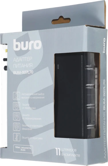 Блок питания Buro BUM-1107L70 автоматический 70W 18.5V-20V 11-коннект. 4.62A от бытовой электросети LED индикатор