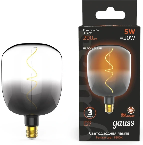 Лампа филам. Gauss Filament V140 5Вт цок.:E27 шар 220B св.свеч.бел.теп. (упак.:1шт) (1008802105) Лампа филам. Gauss Filament V140 5Вт цок.:E27 шар 220B св.свеч.бел.теп. (упак.:1шт) (1008802105)
