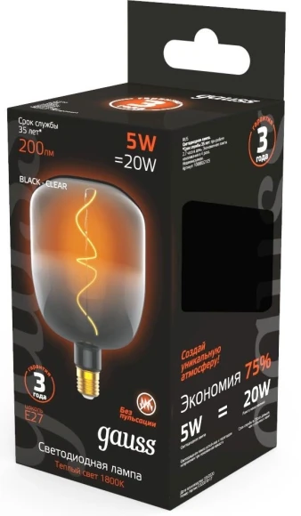 Лампа филам. Gauss Filament V140 5Вт цок.:E27 шар 220B св.свеч.бел.теп. (упак.:1шт) (1008802105) Лампа филам. Gauss Filament V140 5Вт цок.:E27 шар 220B св.свеч.бел.теп. (упак.:1шт) (1008802105)