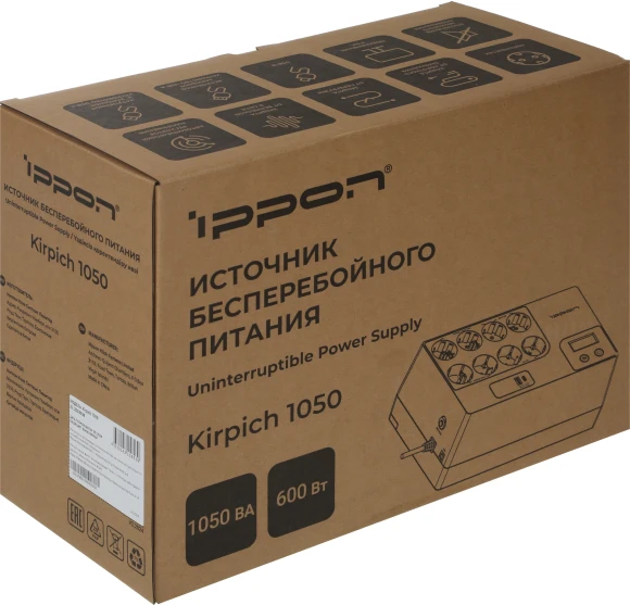 Источник бесперебойного питания Ippon Kirpich 1050 600Вт 1050ВА черный