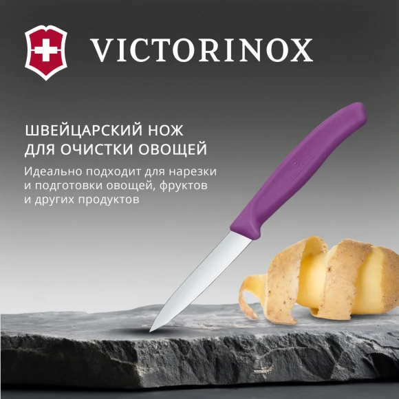 Нож кухонный Victorinox Swiss Classic 6.7605.C1 для чистки овощей и фруктов лезв.80мм прямая заточка пурпурный Нож кухонный Victorinox Swiss Classic 6.7605.C1 для чистки овощей и фруктов лезв.80мм прямая заточка пурпурный