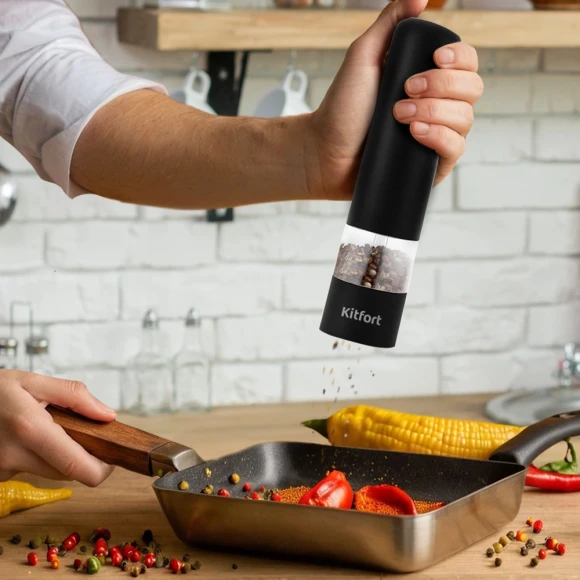 Перечница электрическая Kitfort КТ-2027 черный/белый Перечница электрическая Kitfort КТ-2027 черный/белый