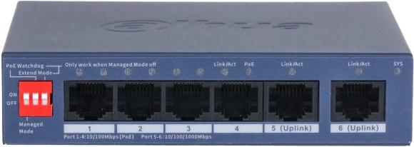 Коммутатор Dahua DH-CS4006-4ET2GT-36 (L2) 4x100Мбит/с 2x1Гбит/с Коммутатор Dahua DH-CS4006-4ET2GT-36 (L2) 4x100Мбит/с 2x1Гбит/с