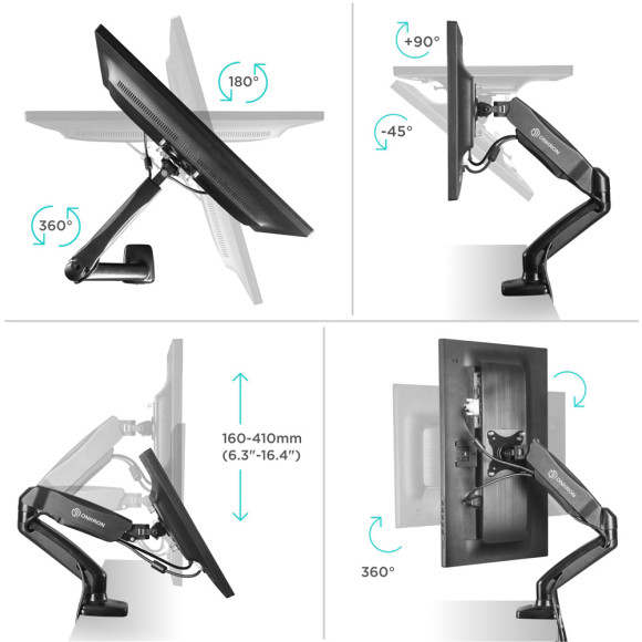 Кронштейн для мониторов Onkron G80 черный 13"-32" макс.8кг настольный поворот и наклон верт.перемещ. Кронштейн для мониторов Onkron G80 черный 13"-32" макс.8кг настольный поворот и наклон верт.перемещ.