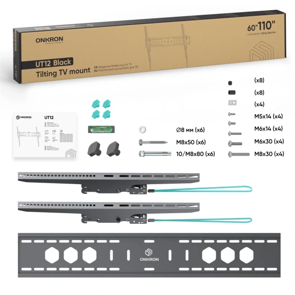 Кронштейн для телевизора Onkron UT12 черный 60"-110" макс.120кг настенный наклон