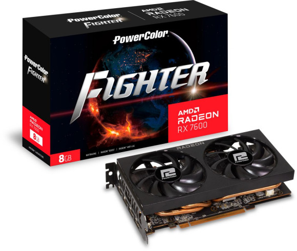 Видеокарта PowerColor PCI-E 4.0 RX 7600 8G-F AMD Radeon RX 7600 8Gb 128bit GDDR6 2250/18000 HDMIx1 DPx3 HDCP Ret