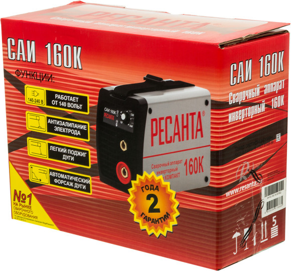Сварочный аппарат Ресанта САИ-160К инвертор ММА DC 5.9кВт