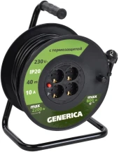 Удлинитель силовой IEK УК40 (WKP10-10-04-40-G) 3x1.0кв.мм 4розет. 40м ПВС 10A катушка черный