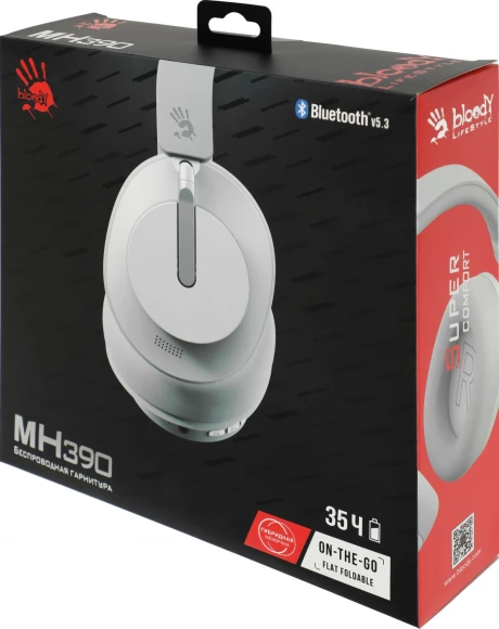Наушники накладные A4Tech Bloody MH390 белый беспроводные bluetooth оголовье (MH390 WHITE) Наушники накладные A4Tech Bloody MH390 белый беспроводные bluetooth оголовье (MH390 WHITE)