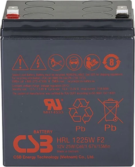 Батарея для ИБП CSB HRL1225W F2 FR 12В 5Ач Батарея для ИБП CSB HRL1225W F2 FR 12В 5Ач