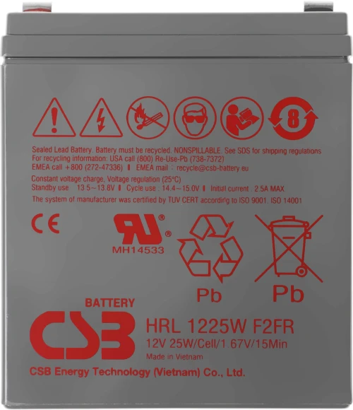 Батарея для ИБП CSB HRL1225W F2 FR 12В 5Ач Батарея для ИБП CSB HRL1225W F2 FR 12В 5Ач