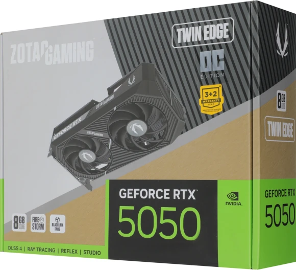 Видеокарта Zotac PCI-E 5.0 RTX 5050 TWIN EDGE OC NVIDIA GeForce RTX 5050 8Gb 128bit GDDR6 2602/20000 HDMIx1 DPx3 HDCP Ret