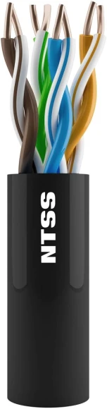 Кабель информационный NTSS NTSS-OUT-UTP4-5Е-PE-BL кат.5E UTP 4 пары 24AWG PE внешний 305м черный