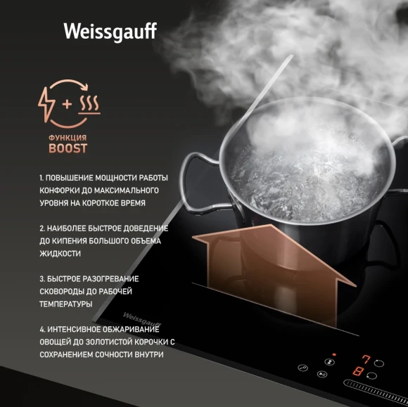 Индукционная варочная поверхность Weissgauff HI 643 Bfzg черный Индукционная варочная поверхность Weissgauff HI 643 Bfzg черный