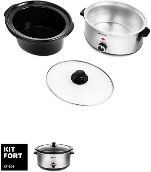 Медленноварка Kitfort КТ-208 4.5л 280Вт серебристый/черный