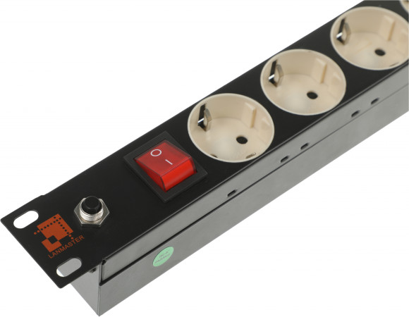 Блок распределения питания Lanmaster LAN-EP19-8P/S гор.размещ. 8xSchuko базовые 10A без вилки