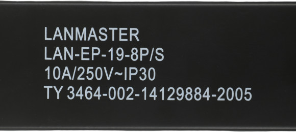 Блок распределения питания Lanmaster LAN-EP19-8P/S гор.размещ. 8xSchuko базовые 10A без вилки