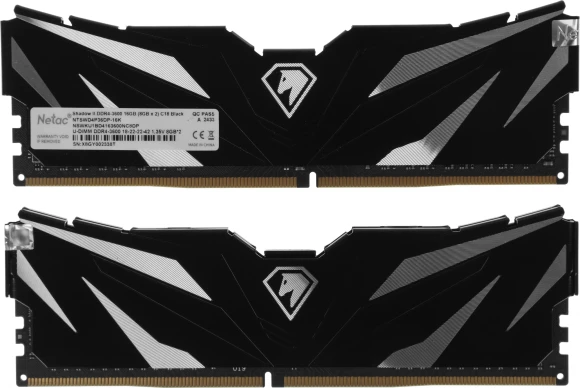 Память DDR4 2x8GB 3600MHz Netac NTSWD4P36DP-16K Shadow II RTL Gaming PC4-28800 CL18 DIMM 288-pin 1.35В kit Intel с радиатором Ret