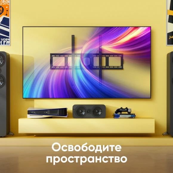 Кронштейн для телевизора Onkron UF4 черный 55"-100" макс.75кг настенный фиксированный Кронштейн для телевизора Onkron UF4 черный 55"-100" макс.75кг настенный фиксированный