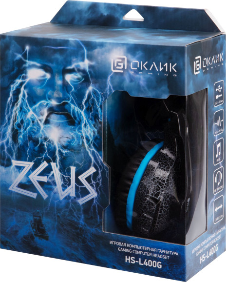 Наушники с микрофоном Оклик HS-L400G ZEUS черный/синий 2.2м мониторные оголовье (359480) Наушники с микрофоном Оклик HS-L400G ZEUS черный/синий 2.2м мониторные оголовье (359480)