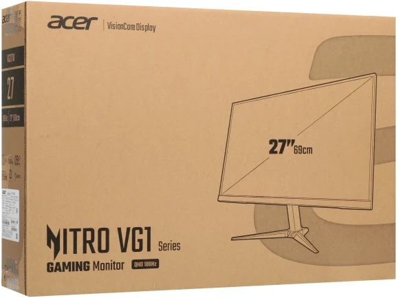 Монитор Acer 27" VG271UM3BMIIPX черный IPS LED 1ms 16:9 HDMI M/M матовая 250cd 178гр/178гр 2560x1440 180Hz FreeSync Premium DP 2K 4.9кг