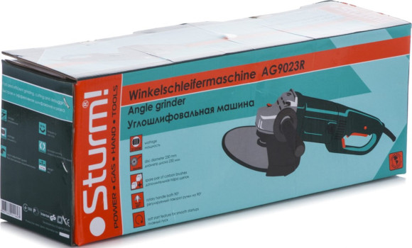 Углошлифовальная машина Sturm! AG9023R 2100Вт 6000об/мин рез.шпин.:M22.2 d=230мм Углошлифовальная машина Sturm! AG9023R 2100Вт 6000об/мин рез.шпин.:M22.2 d=230мм