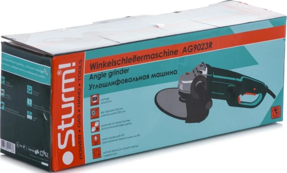 Углошлифовальная машина Sturm! AG9023R 2100Вт 6000об/мин рез.шпин.:M22.2 d=230мм Углошлифовальная машина Sturm! AG9023R 2100Вт 6000об/мин рез.шпин.:M22.2 d=230мм
