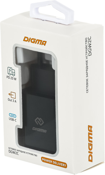 Сетевое зар./устр. Digma DGW2C 20W 3A (PD) USB-C универсальное черный (DGW2C0F010BK) Сетевое зар./устр. Digma DGW2C 20W 3A (PD) USB-C универсальное черный (DGW2C0F010BK)
