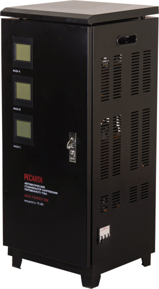 Стабилизатор напряжения Ресанта АСН-15000/3-ЭМ трехфазный черный (63/4/5)