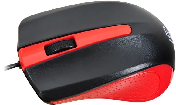 Мышь Оклик 225M черный/красный оптическая 1200dpi USB для ноутбука 3but (288237)