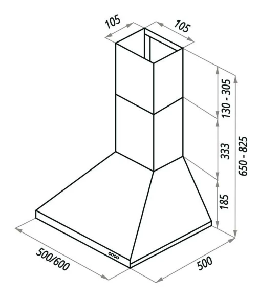 Вытяжка каминная Maunfeld Aire 50 белый управление: кнопочное (1 мотор)