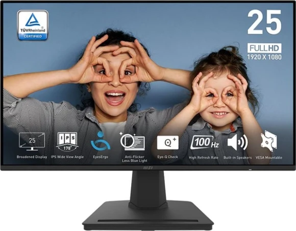 Монитор MSI 24.5" Pro MP252 черный IPS LED 1ms 16:9 HDMI M/M 300cd 178гр/178гр 1920x1080 100Hz DP FHD 3.3кг