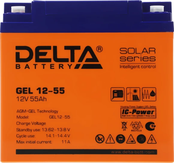 Батарея для ИБП Delta GEL 12-55 12В 55Ач Батарея для ИБП Delta GEL 12-55 12В 55Ач