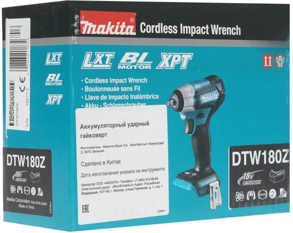 Гайковерт Makita DTW180Z аккум. патрон:квад.3/8"